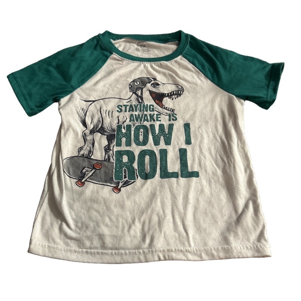 Carter's Boys Dinosaur Green and White Pyjama Shirt Size 7